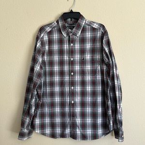 Náutica button down collar plaid long sleeves shirt size XL